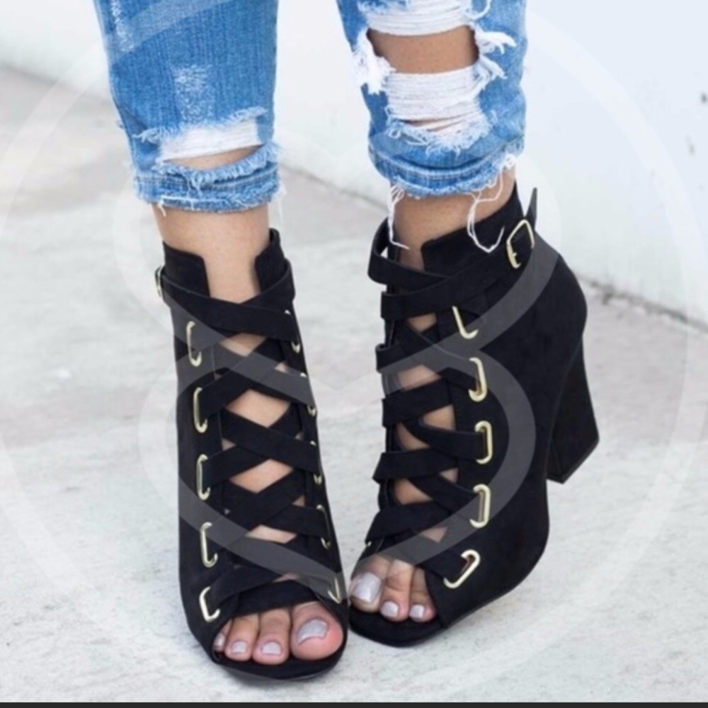 Peep toe booties